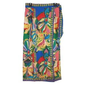 Elie Tahari Floral Print‎ Tie Wrap Midi Skirt Size 10 Lined Colorful Tropical